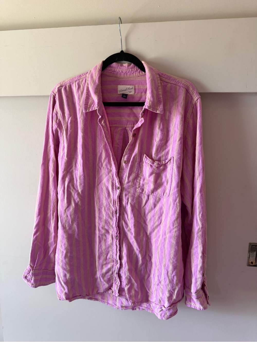 Universal Thread Pink Striped Casual Button-Down Shirt